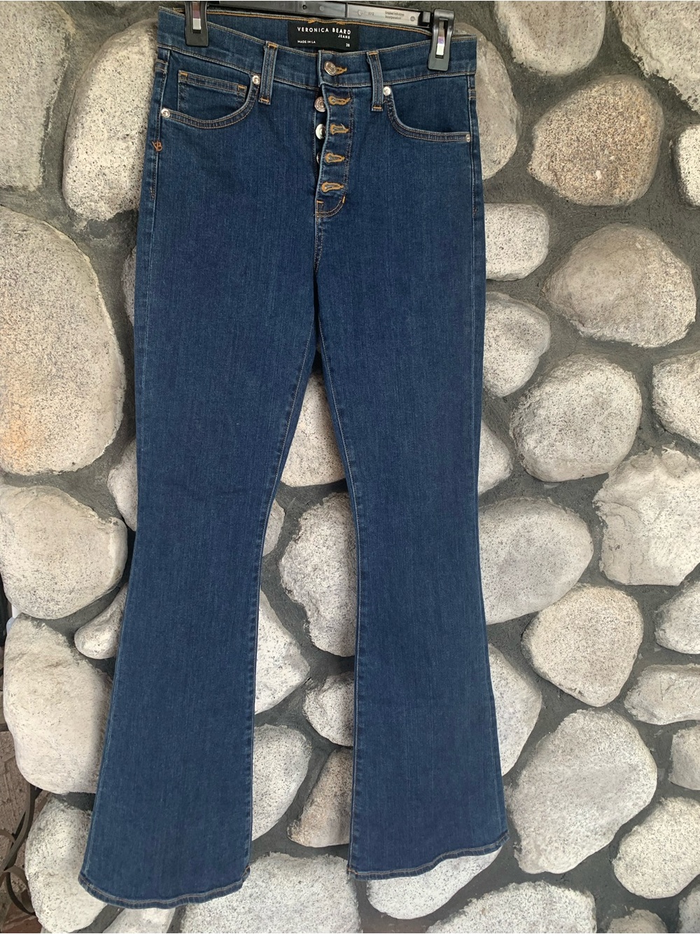 Veronica Beard Beverly Skinny hi rise Flare Dark Blue